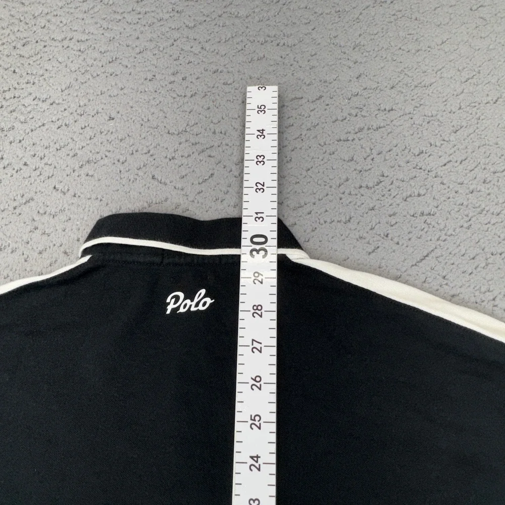 Polo Ralph Lauren Shirt Mens 2XL XXL Black Rugby Stripe Custom Slim Fit Pony